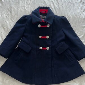 Rothschild Navy Pea Coat with Red Trim